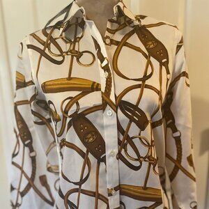 NWT- WOMANS-LAUREN RALPH LAUREN  BRIDLE PRINT SHIRT - SIZE SMALL
